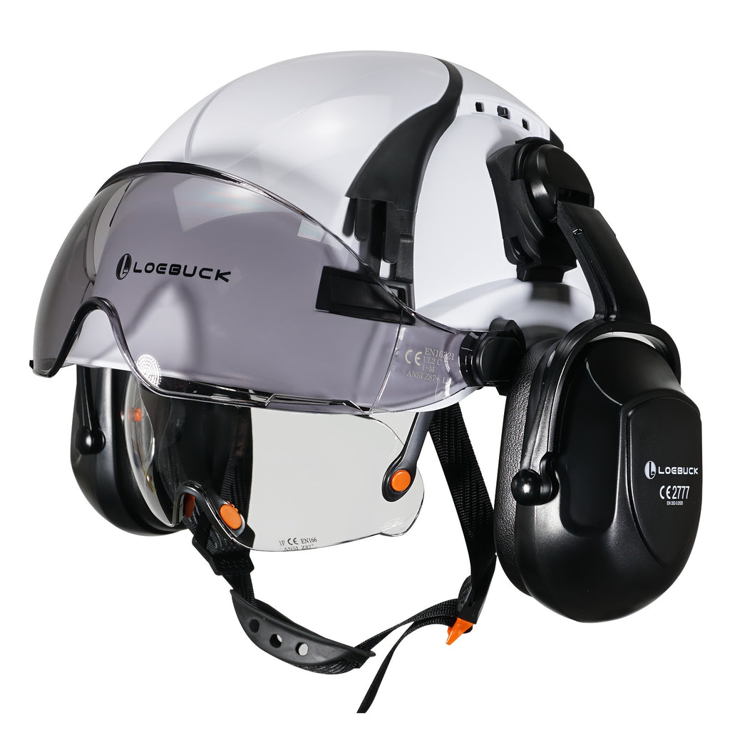 Casco de Seguridad ABS LOEBUCK | Visor, Gafas y Orejeras Integradas.