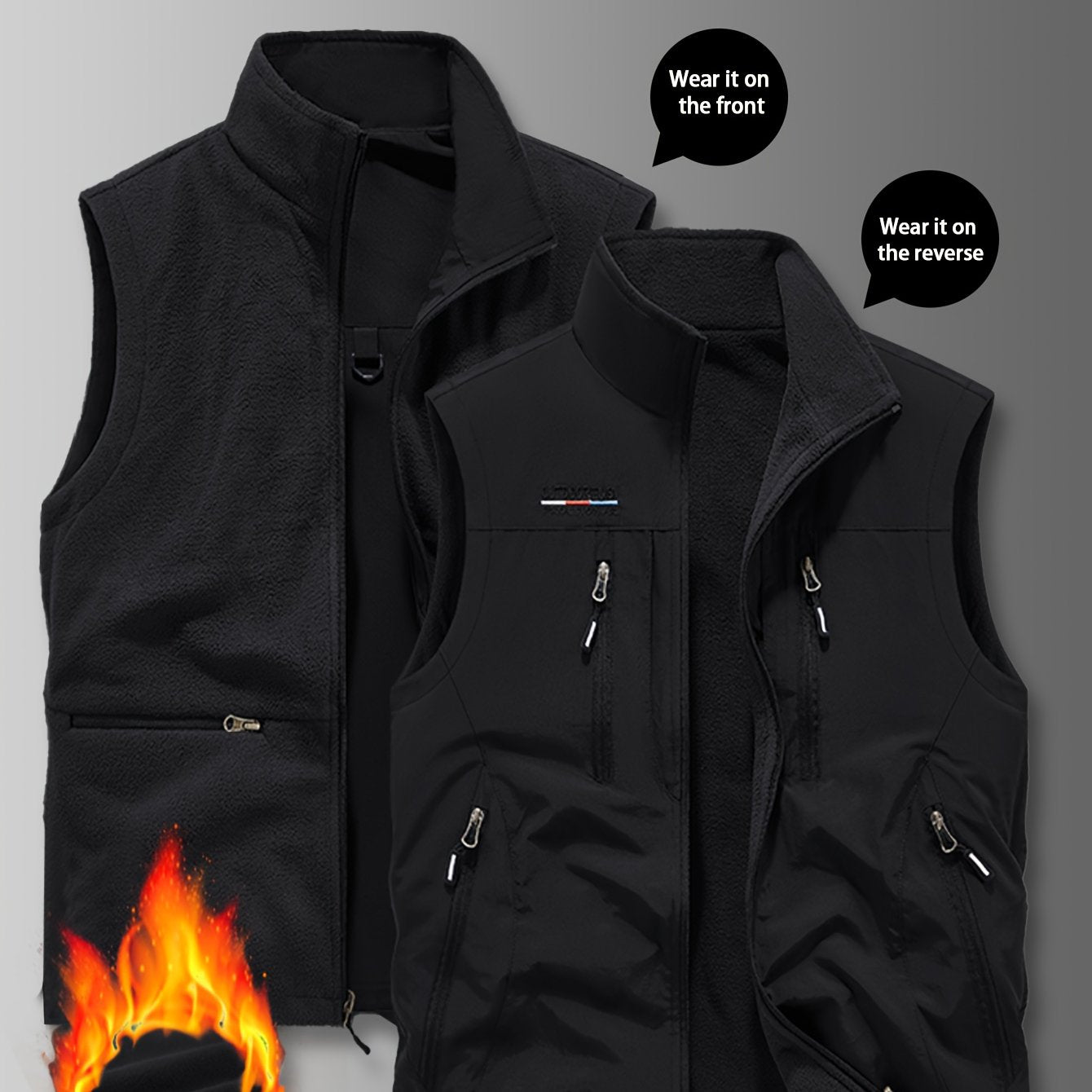 Chaleco Reversible Heavy-Duty para Hombre | Multibolsillos y Cuello Alto.