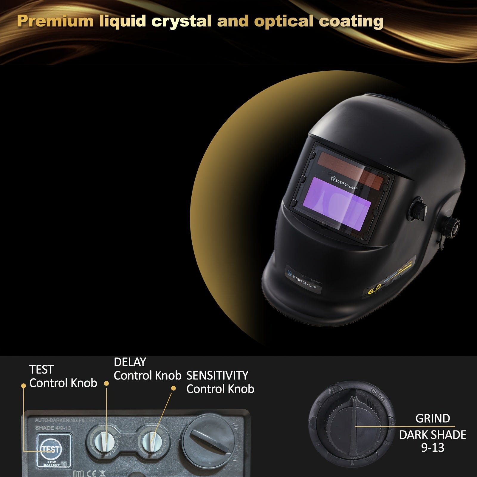Casco de Soldadura Auto-Oscurecimiento SAFE-UP | Visor 93x43mm.