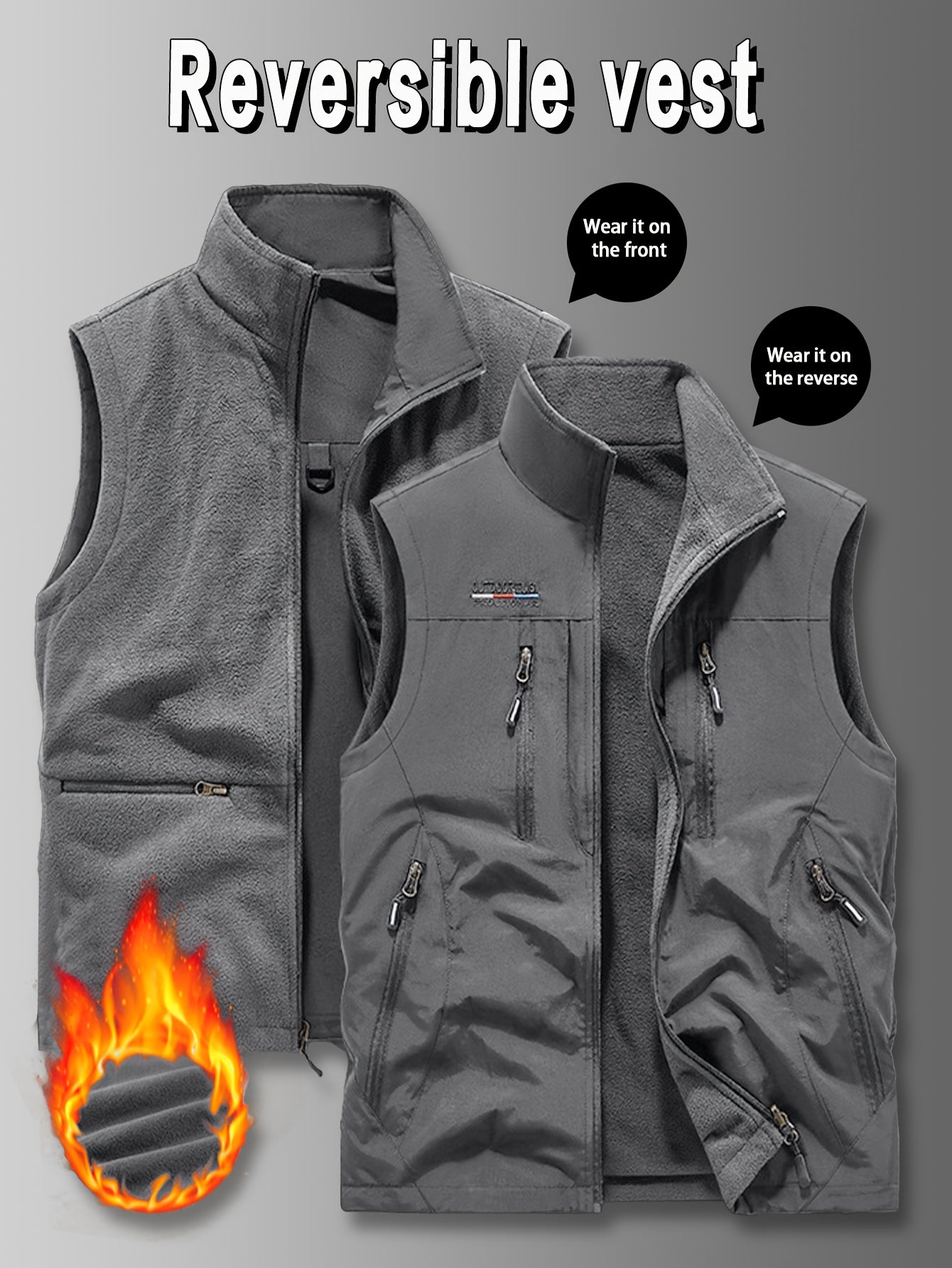 Chaleco Reversible Heavy-Duty para Hombre | Multibolsillos y Cuello Alto.