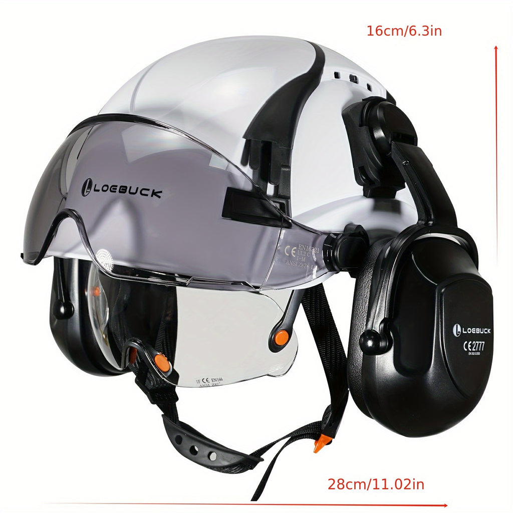 Casco de Seguridad ABS LOEBUCK | Visor, Gafas y Orejeras Integradas.