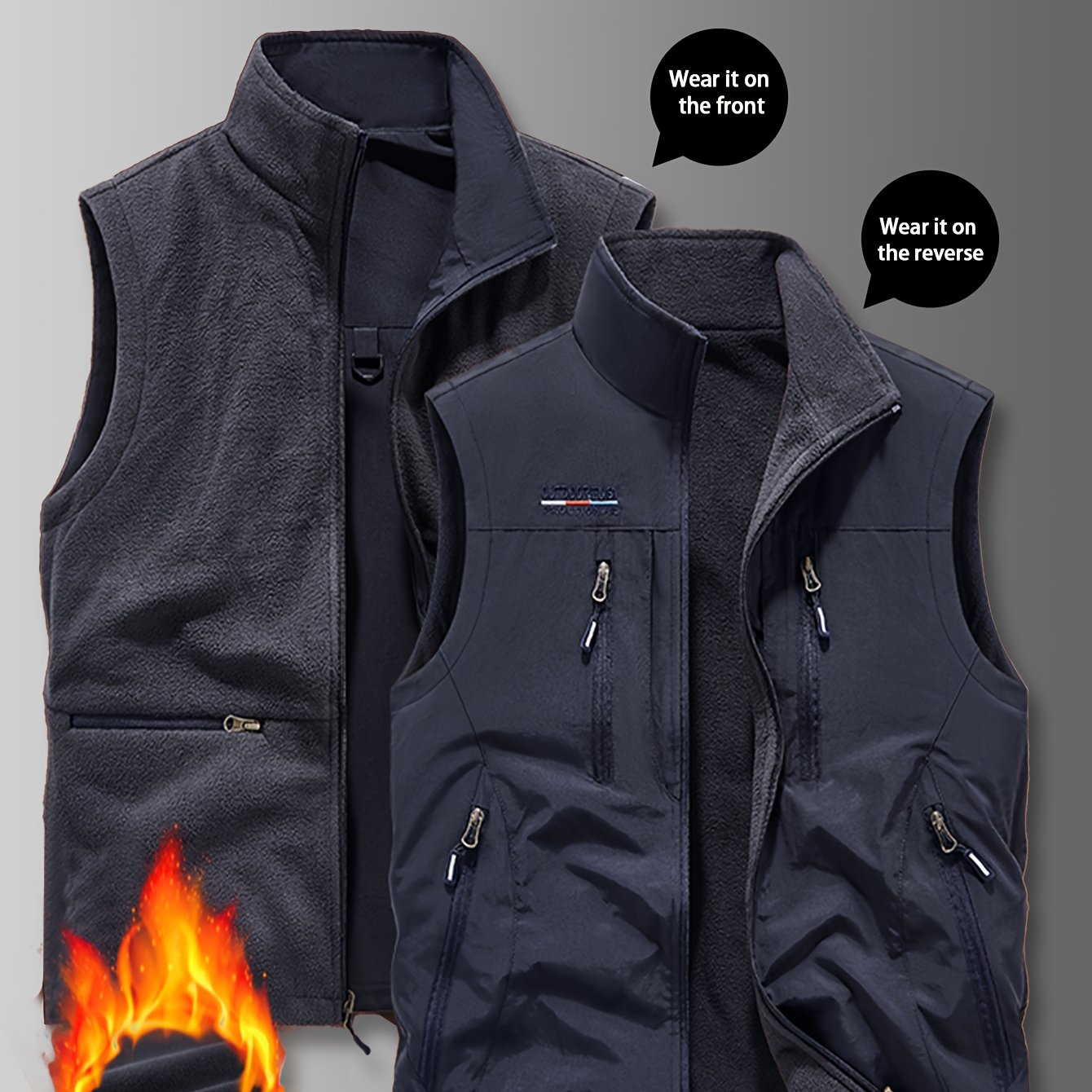 Chaleco Reversible Heavy-Duty para Hombre | Multibolsillos y Cuello Alto.