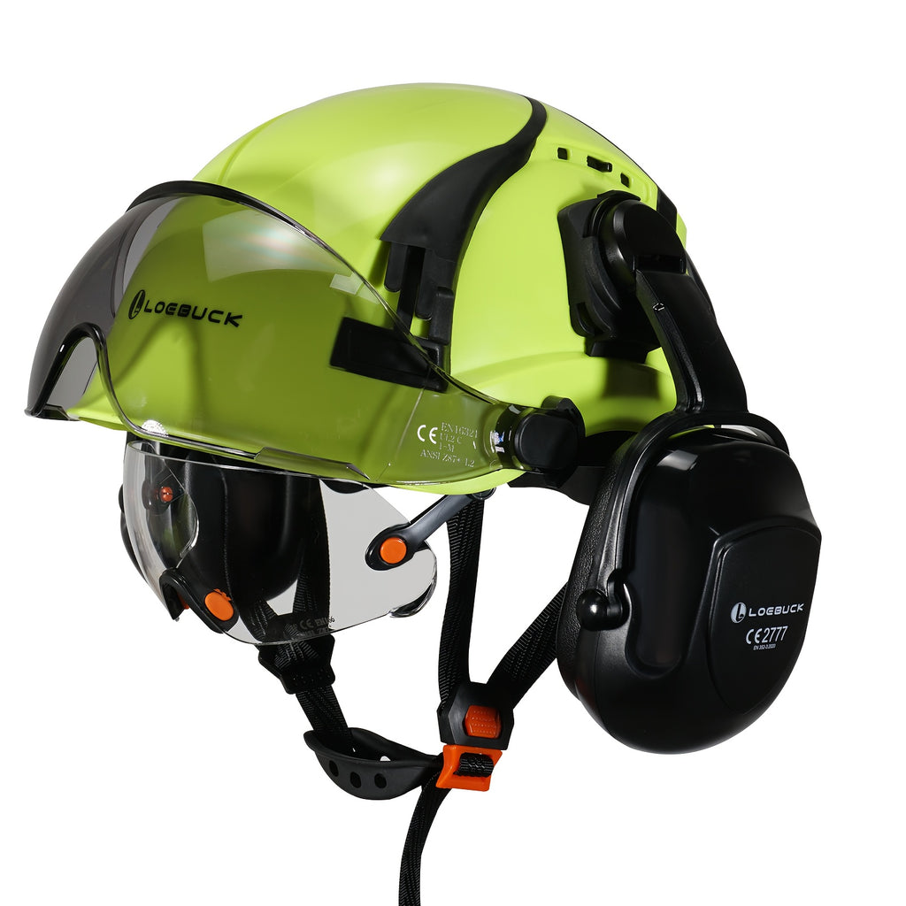 Casco de Seguridad ABS LOEBUCK | Visor, Gafas y Orejeras Integradas.