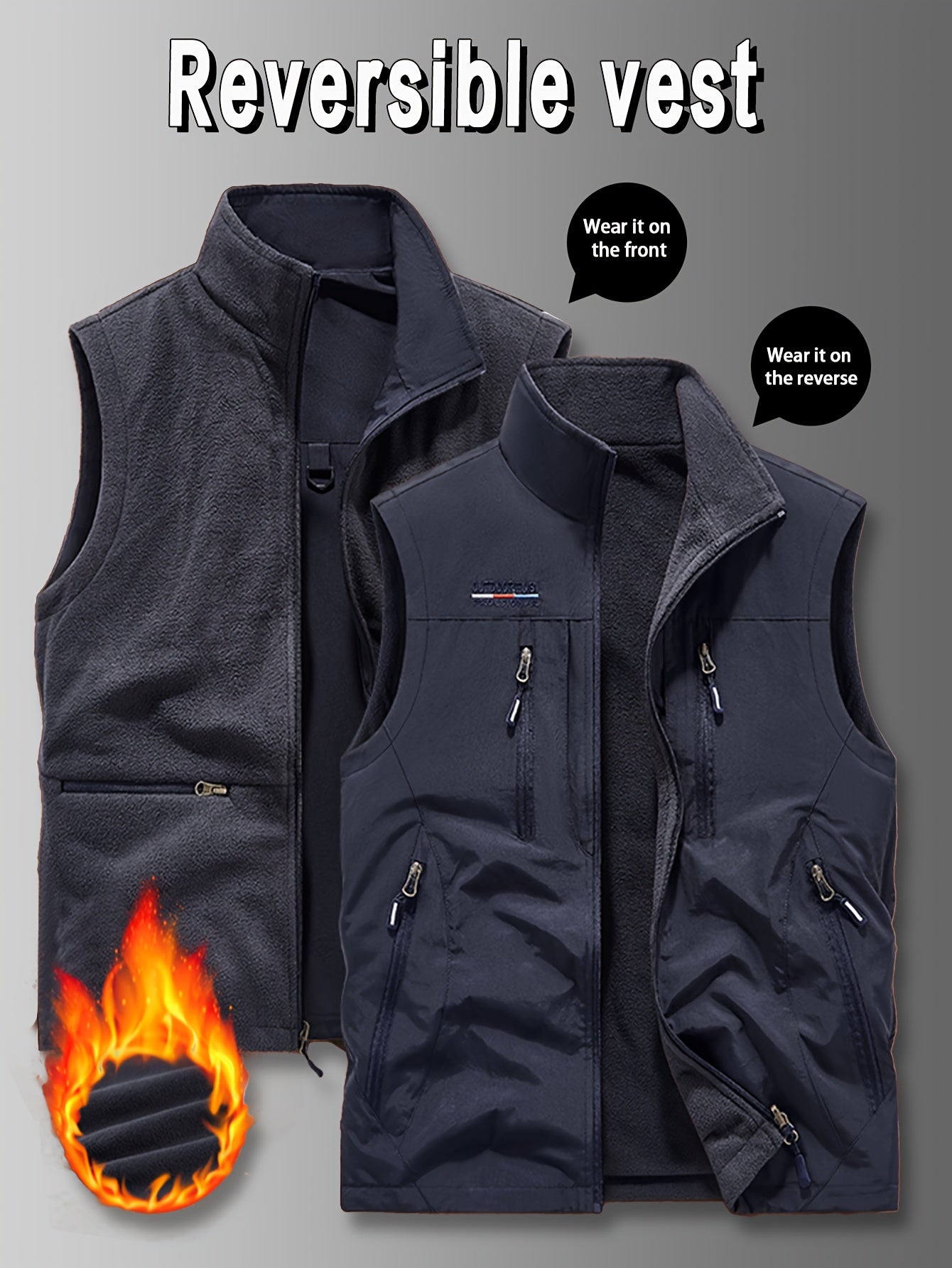 Chaleco Reversible Heavy-Duty para Hombre | Multibolsillos y Cuello Alto.