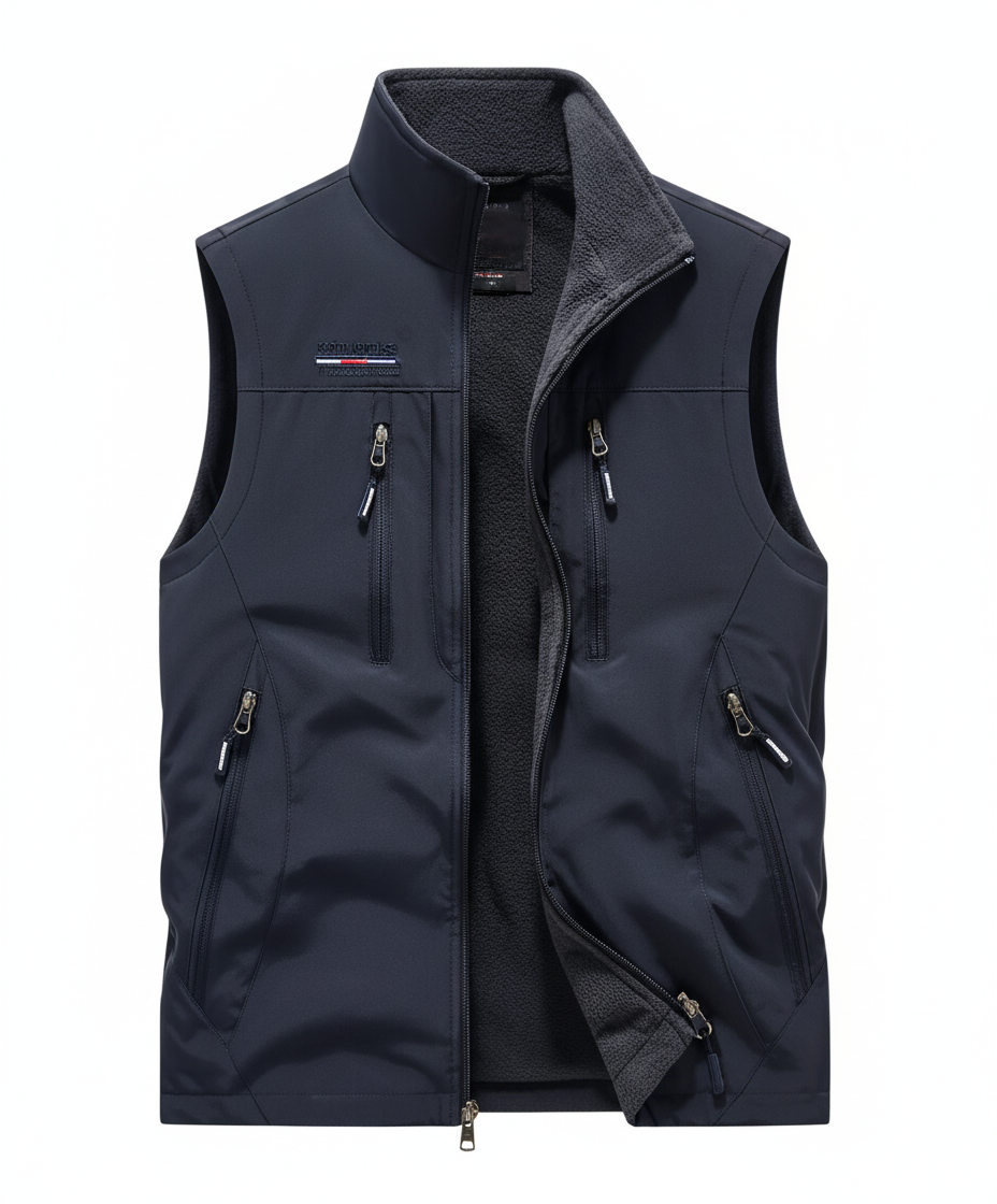 Chaleco Reversible Heavy-Duty para Hombre | Multibolsillos y Cuello Alto.