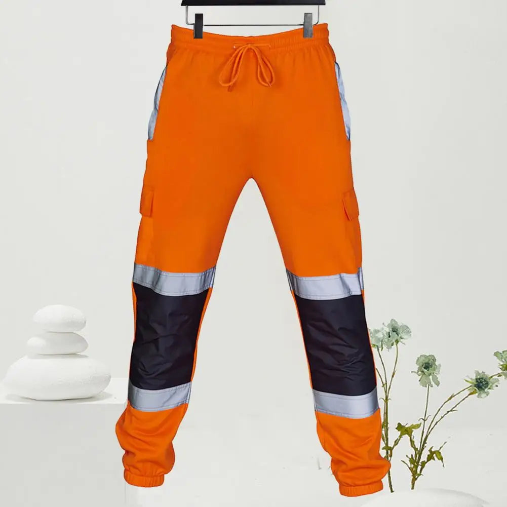 Pantalón de Trabajo Casual de Alta Visibilidad para Hombre – Diseño Splicing, Ideal para Carretera y Exteriores.