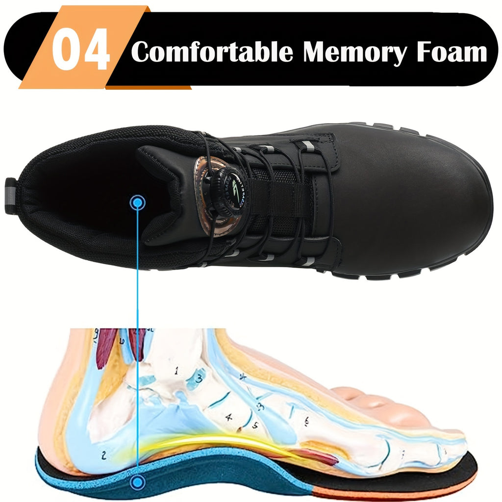 Botas de Trabajo High-Top MANDYQ | Puntera de Acero y Botón Automático.