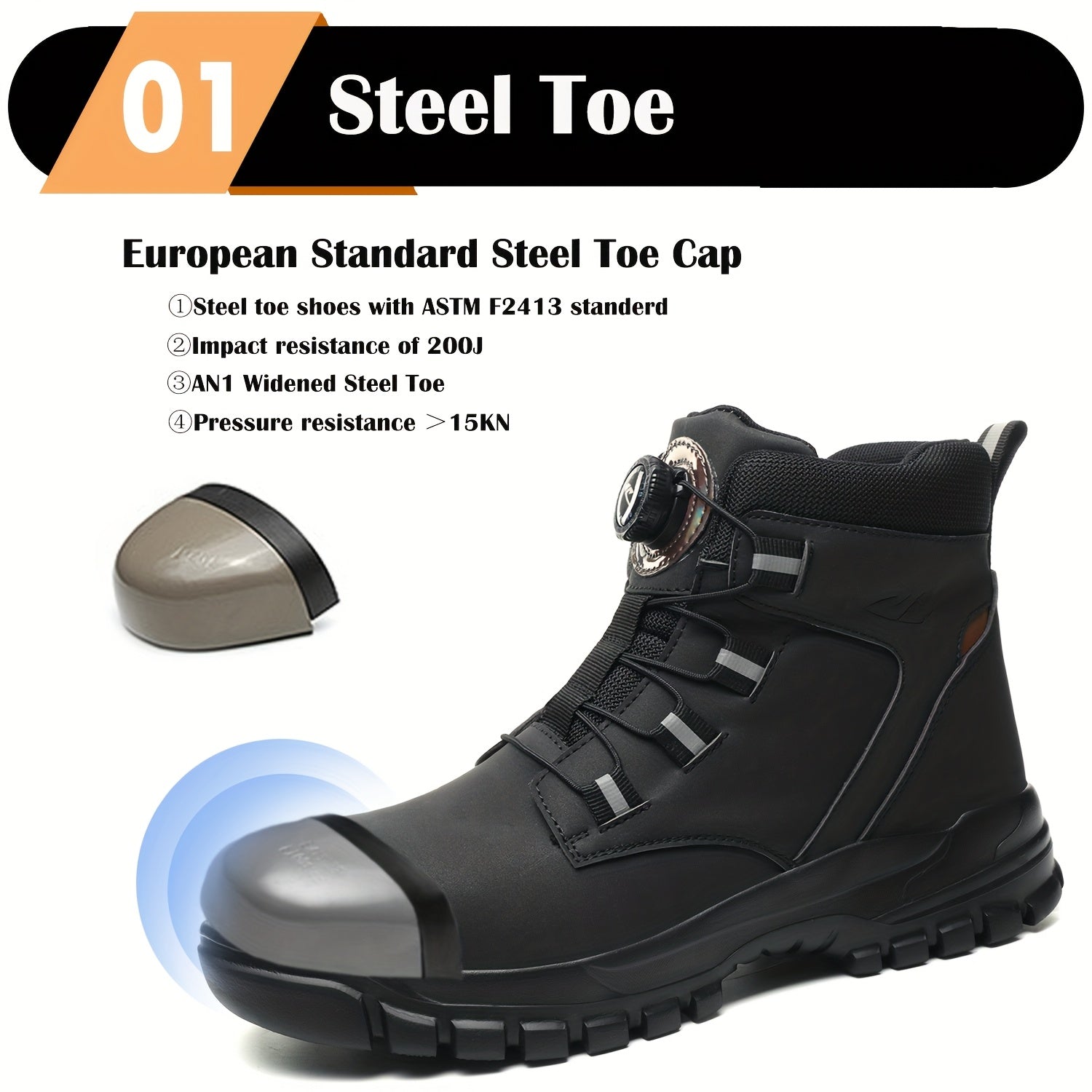 Botas de Trabajo High-Top MANDYQ | Puntera de Acero y Botón Automático.