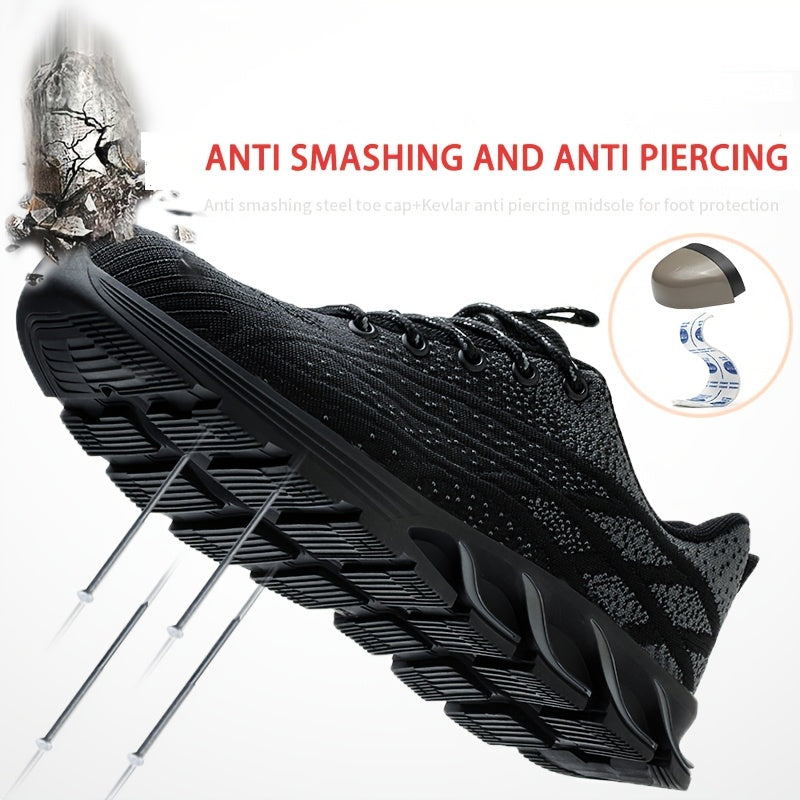 Botas de Trabajo Hombre: Antideslizantes, Antipunción y Resistentes a Golpes. Calzado Industrial Negro Transpirable.