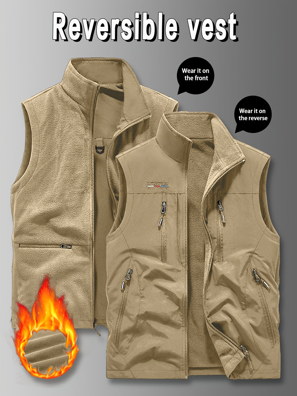 Chaleco Reversible Heavy-Duty para Hombre | Multibolsillos y Cuello Alto.