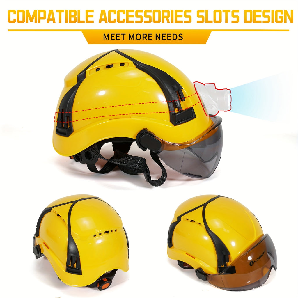 Casco de Seguridad ABS LOEBUCK | Visor, Gafas y Orejeras Integradas.