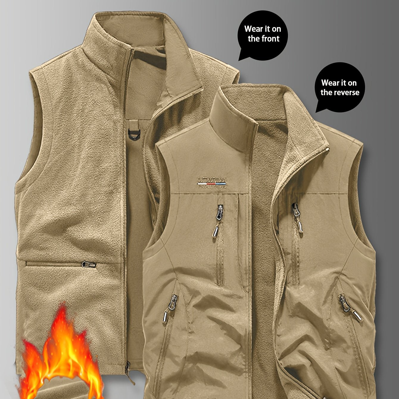 Chaleco Reversible Heavy-Duty para Hombre | Multibolsillos y Cuello Alto.