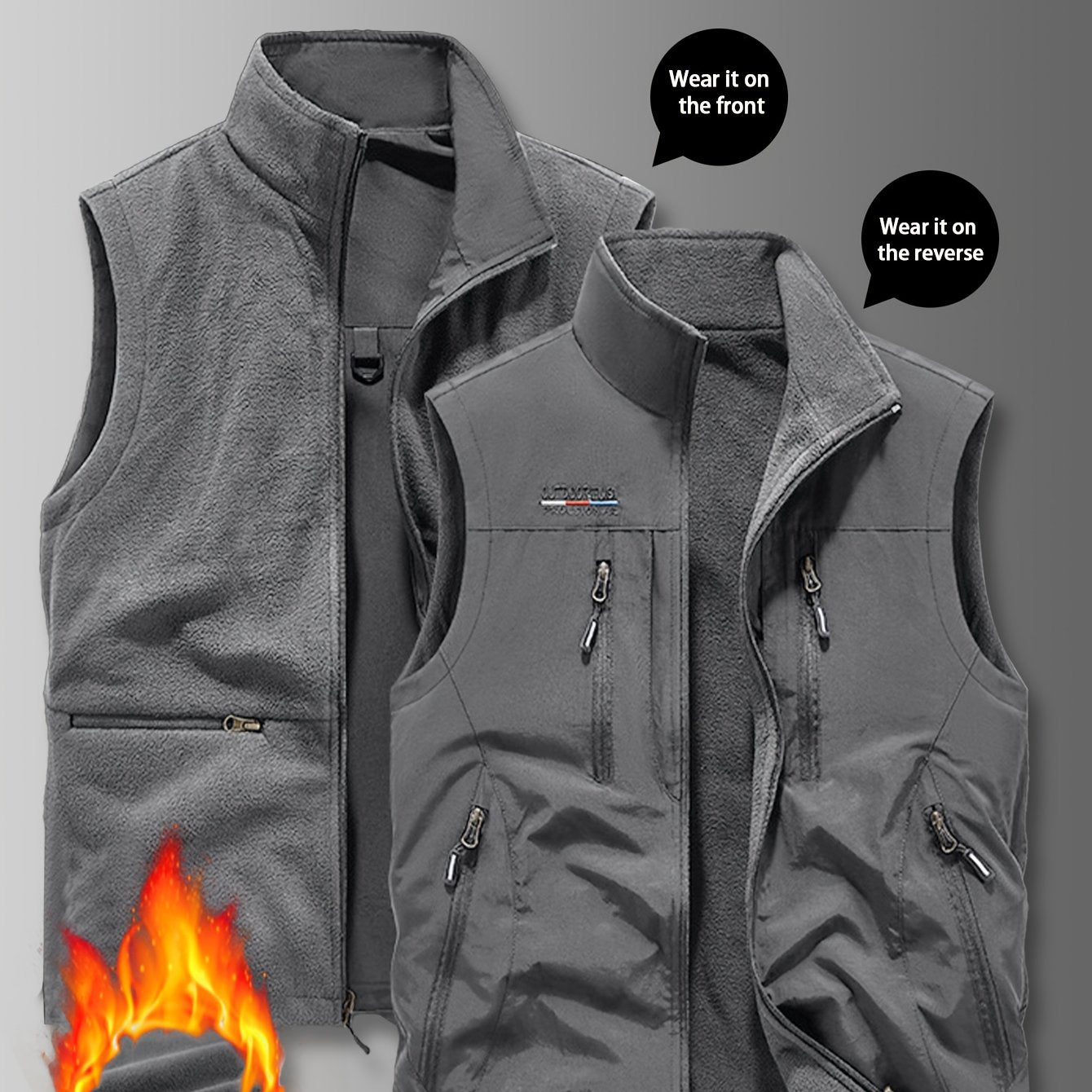 Chaleco Reversible Heavy-Duty para Hombre | Multibolsillos y Cuello Alto.