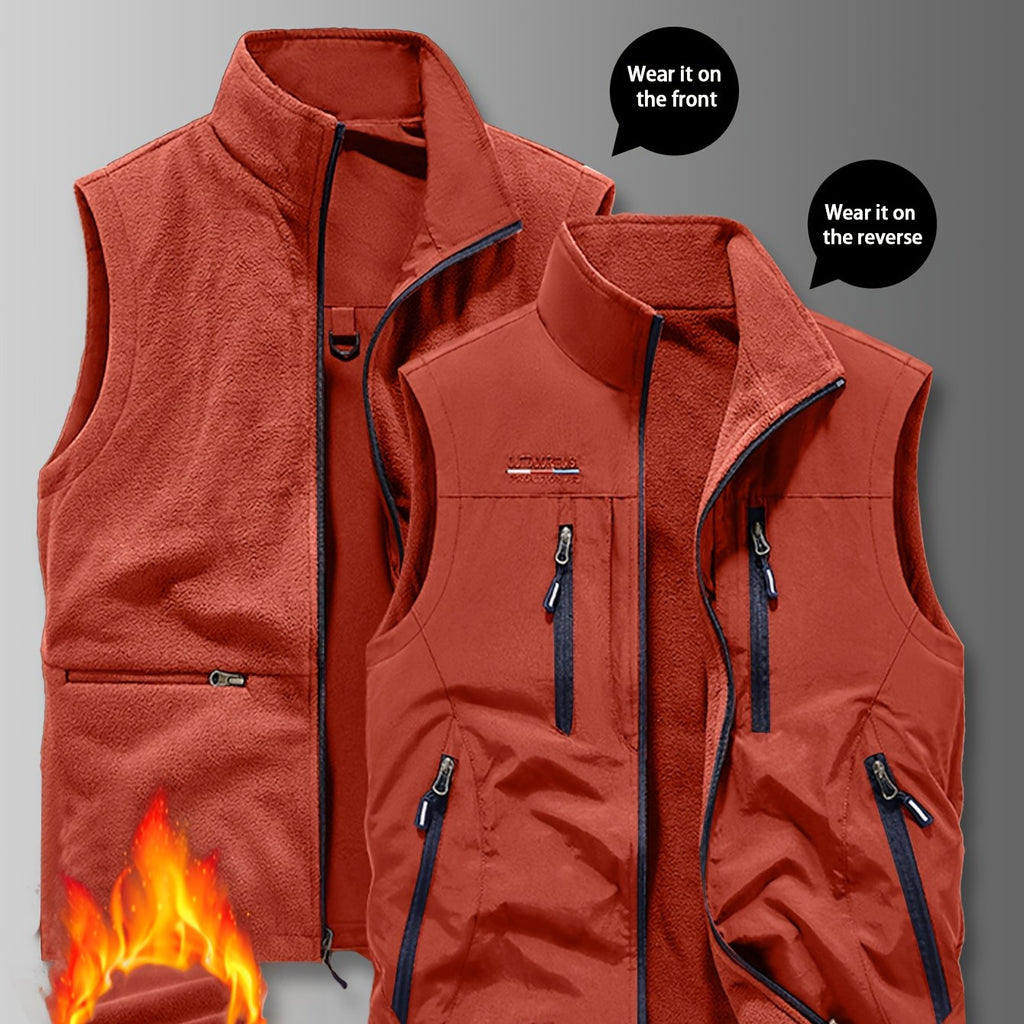 Chaleco Reversible Heavy-Duty para Hombre | Multibolsillos y Cuello Alto.