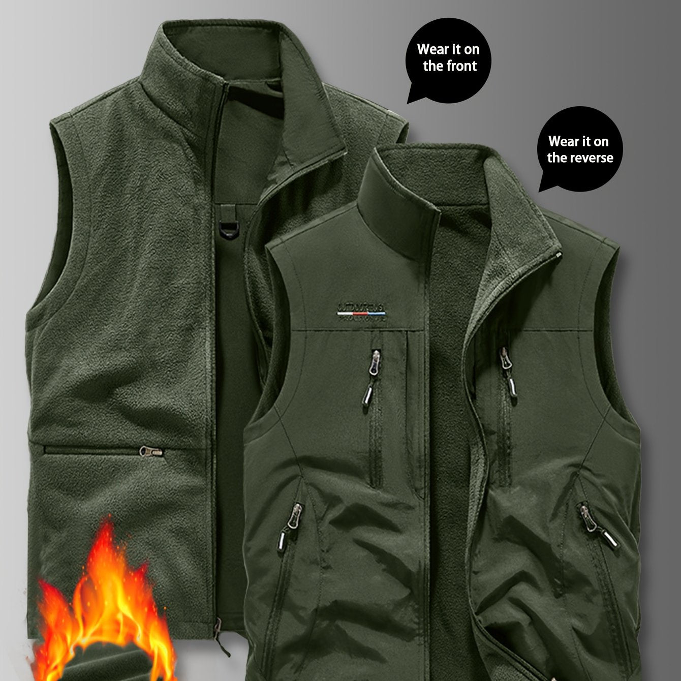 Chaleco Reversible Heavy-Duty para Hombre | Multibolsillos y Cuello Alto.