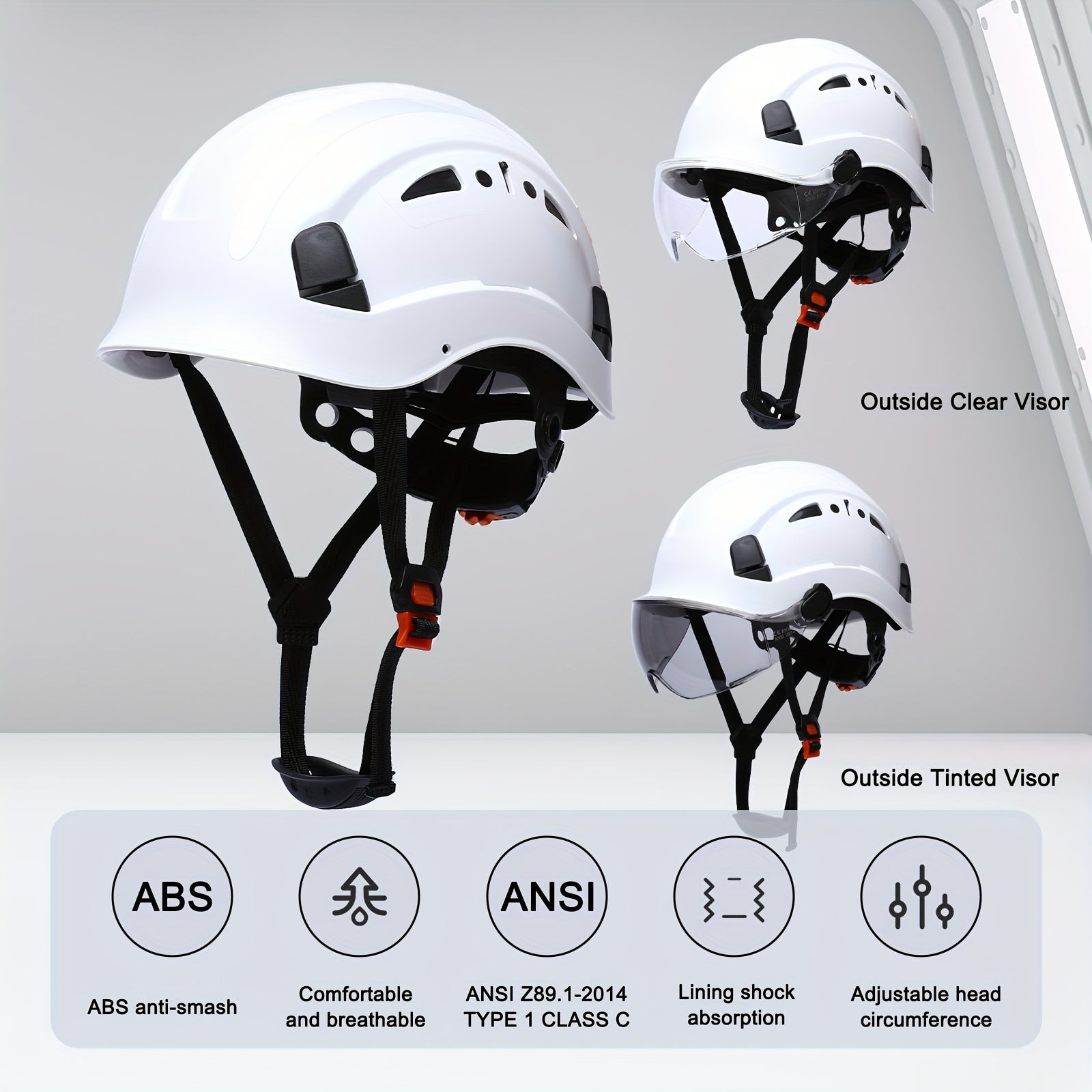 Casco de Seguridad ABS con Visor Integrado | Industrial y Construcción.